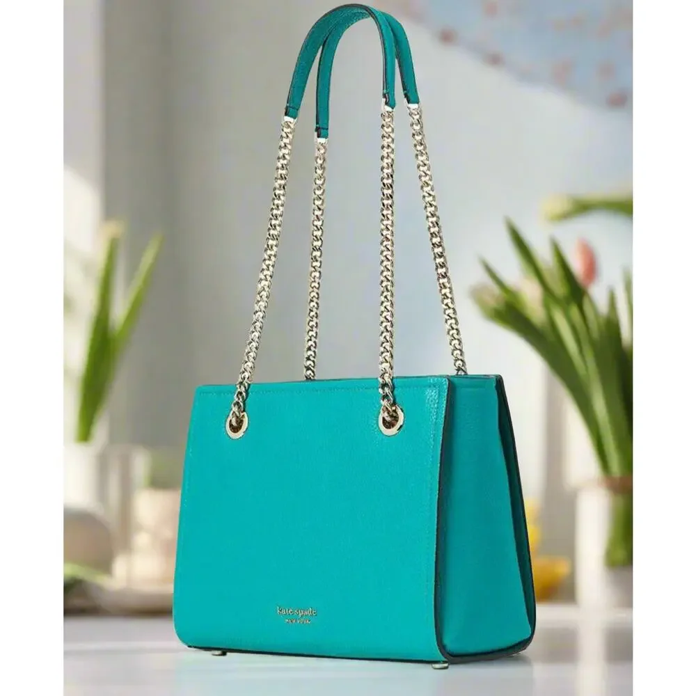 Kate Spade Amelia Medium Shoulder Bag Fiji Green Pebbled Leather Chain
